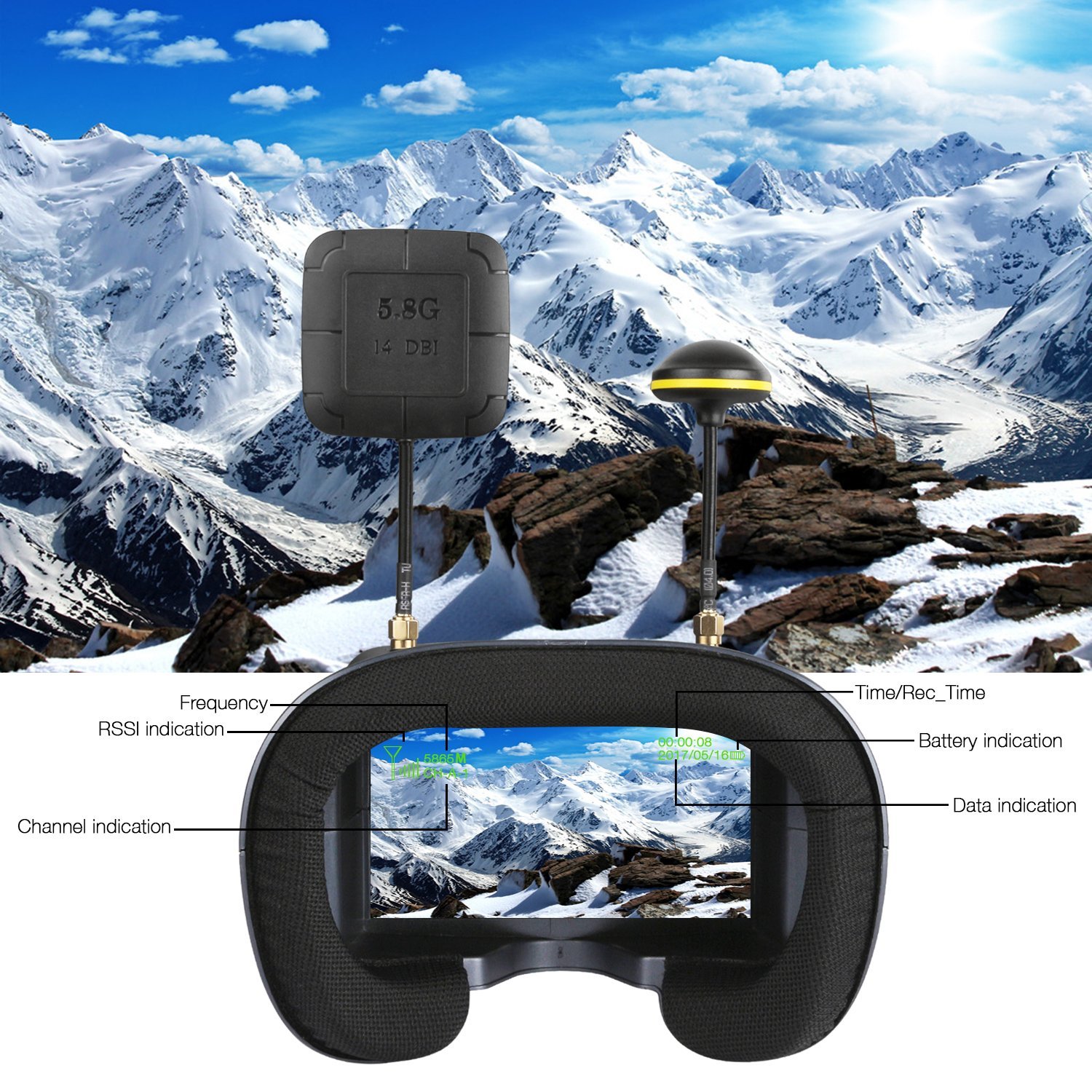008D 5.8G 40CH 4.3 Inch 800*48 - Skyzone Sky04O Pro Fpv Goggles 评论和价格